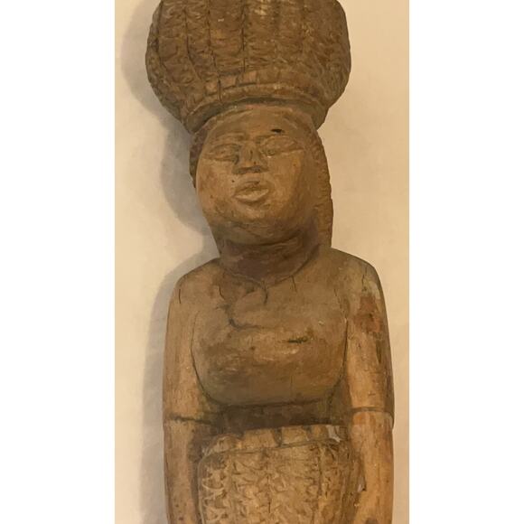 Vintage Hand Carved African women wooden Candle holder - Picture 11 of 15